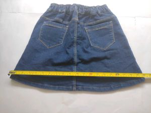 Classic Blue Denim Skirt with Elastic Comfort Wais