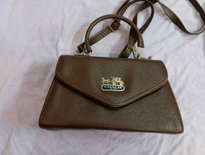 Coach Brown Textured Crossbody Bag