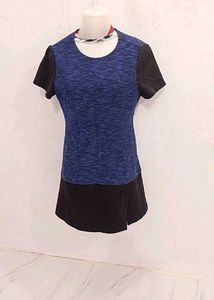 Blue &amp; Black Two-Tone Dress