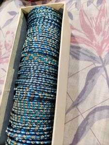 Stunning Blue Beaded Bangles Set