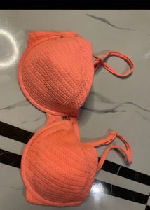 Textured Coral Bikini Top