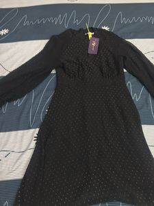 Elegant Black Swiss Dot Dress