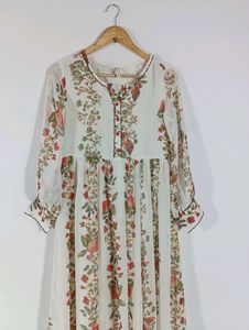 Cream Printed Casaul Dress (Women)