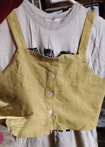 Yellow Sleeveless Crop Top