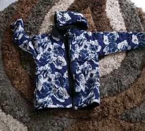 Floral Print wool Hooded Jacket