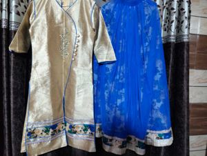 Vibrant Blue Floral Ethnic Skirt