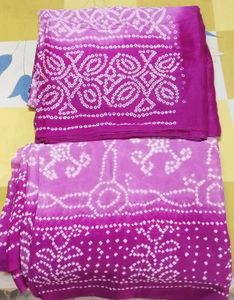 BRAND New Pink Bandhani Saree attached f