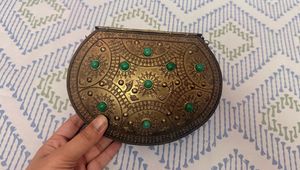 Ornate Gold & Green Clutch