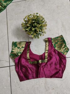 Magenta &amp; Green silk saree