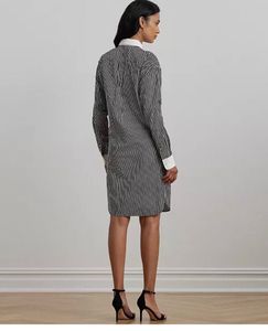 Women's Striped Bib-Front Broadcloth Shirtdress