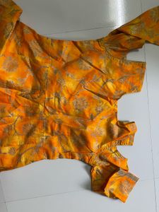 Elegant Yellow Brocade Blouse