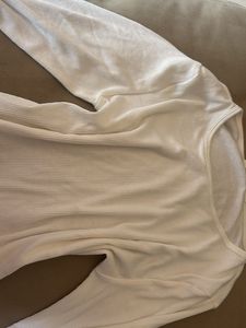 White Ribbed Long Sleeve Top By H&amp;M