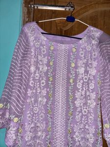 Pakistani Original Lavender Embroidered Kurta