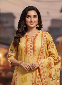 (Combo)Orange Floral Print Kurta Set &amp; yellow flor