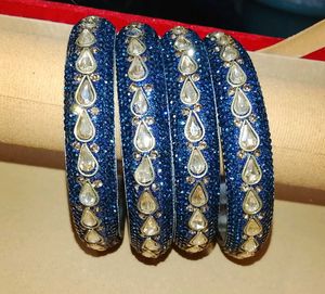 Sparkling Blue Kundan Bangles