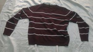 Maroon & White Striped Sweater