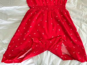 Red Anchor Print Jumpsuit