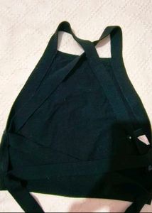 Black Crisscross Tie-Up Crop Top