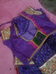 Exquisite Purple mirror work saree with designer b