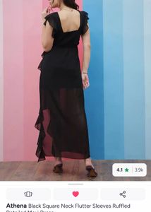 Elegant Black Ruffled Maxi Dress