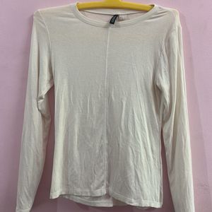white fitted Long Sleeve Top