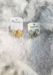 Korean Earrings Studs Golden And Silver Colour