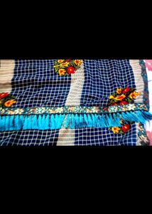 Stunning Blue Floral Print Saree
