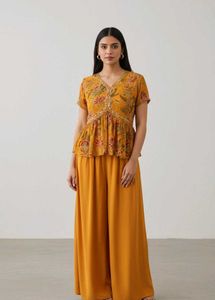 Yellow Printed Kurta with Palazzo Set