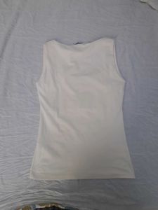 Zara Cream Square Neck fitted Top
