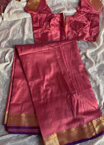 Pink Silk Saree With Blouse stitched (women’s)