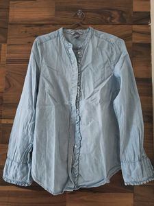 Light Blue Ruffle Shirt