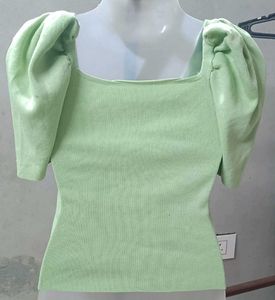 Pastel Green Puff Sleeve Top
