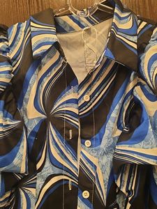 Abstract Print Ruffled Sleeve Top