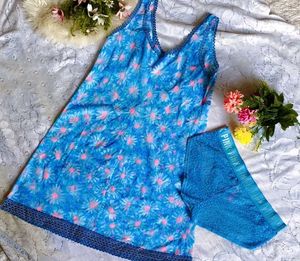 Cute Blue Daisy Print Sleep Set