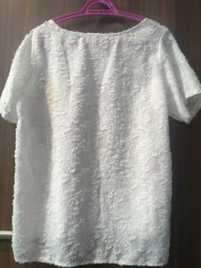 Textured White Short Sleeve Top