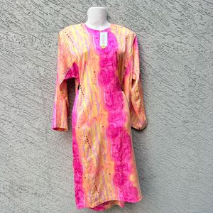 Vibrant Pink & Orange Tie-Dye Kurta