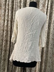 White Cotton Kurti with Lace Detail