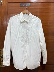 Classic White Embroidered Collared Shirt