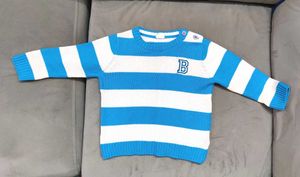 Babyhug Blue &amp; White Striped Sweater