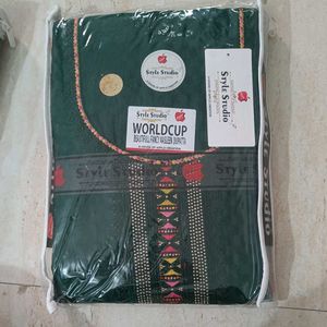 Green Kurta Set with Dupatta unstitched