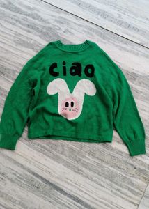 Green Bunny "Ciao" Sweater for boys and girl
