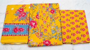 Vibrant Yellow Floral Kurta Set