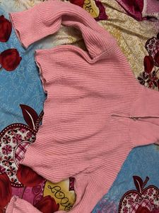 💕oversized Pink Knit High Neck Pullover💕
