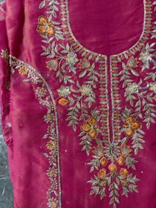 Embroidered Pink suit fabric
