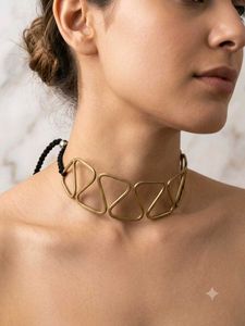 Geometric Gold Choker Necklace
