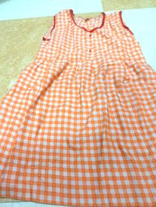 Orange Gingham Summer Dress