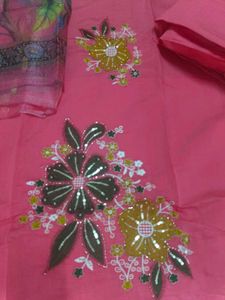 Embroidered Pink Kurti Set