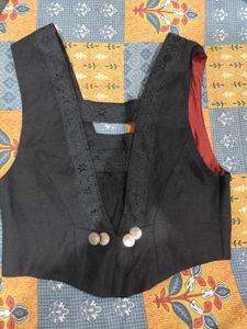Black Button Vintage Detail Top