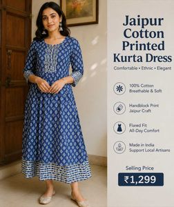 Jaipur Cotton Printed Kurta Dress