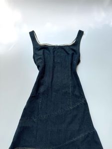Denim fitted ruffle dress